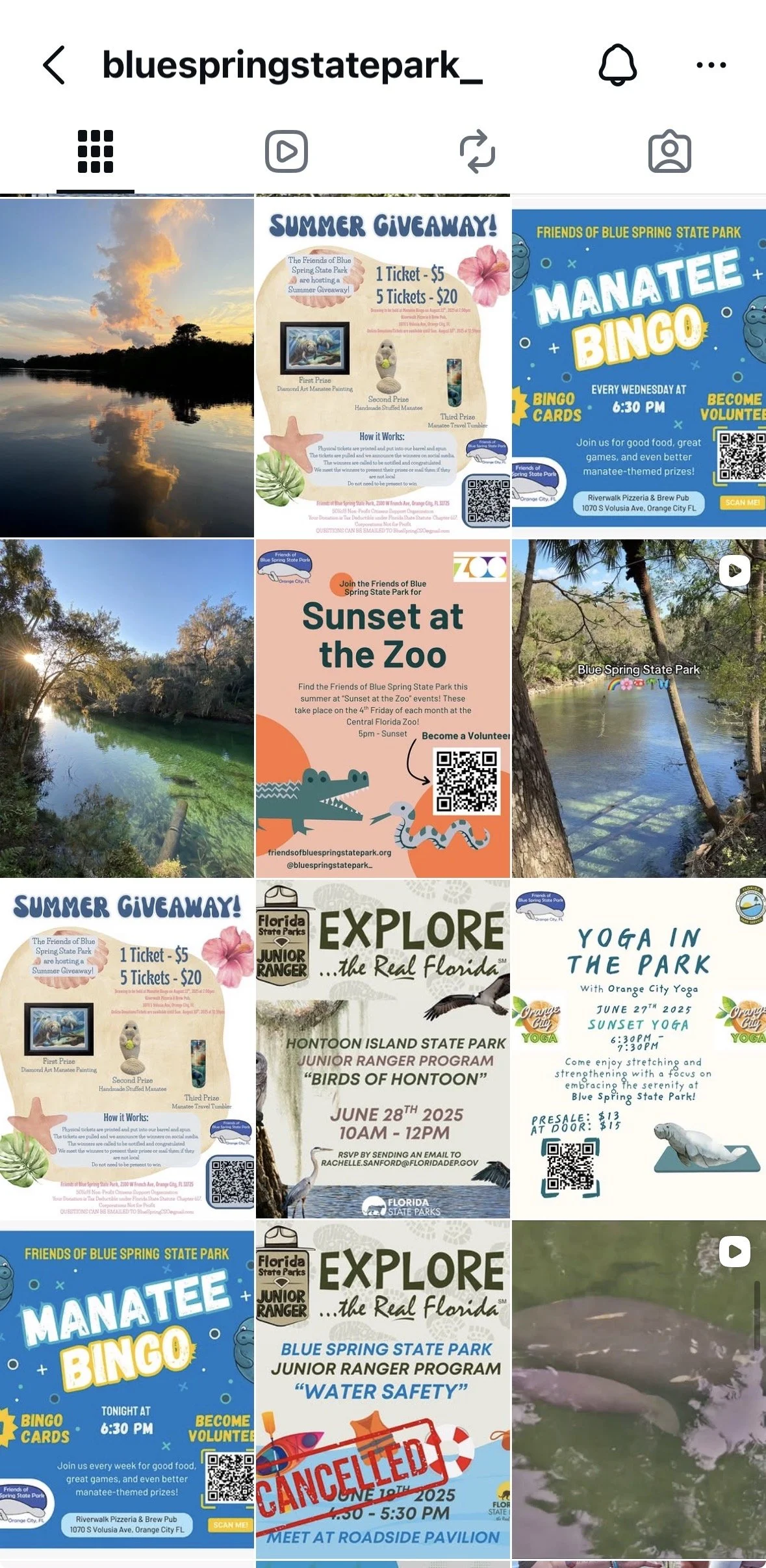 Instagram Grid for @bluespringstatepark_