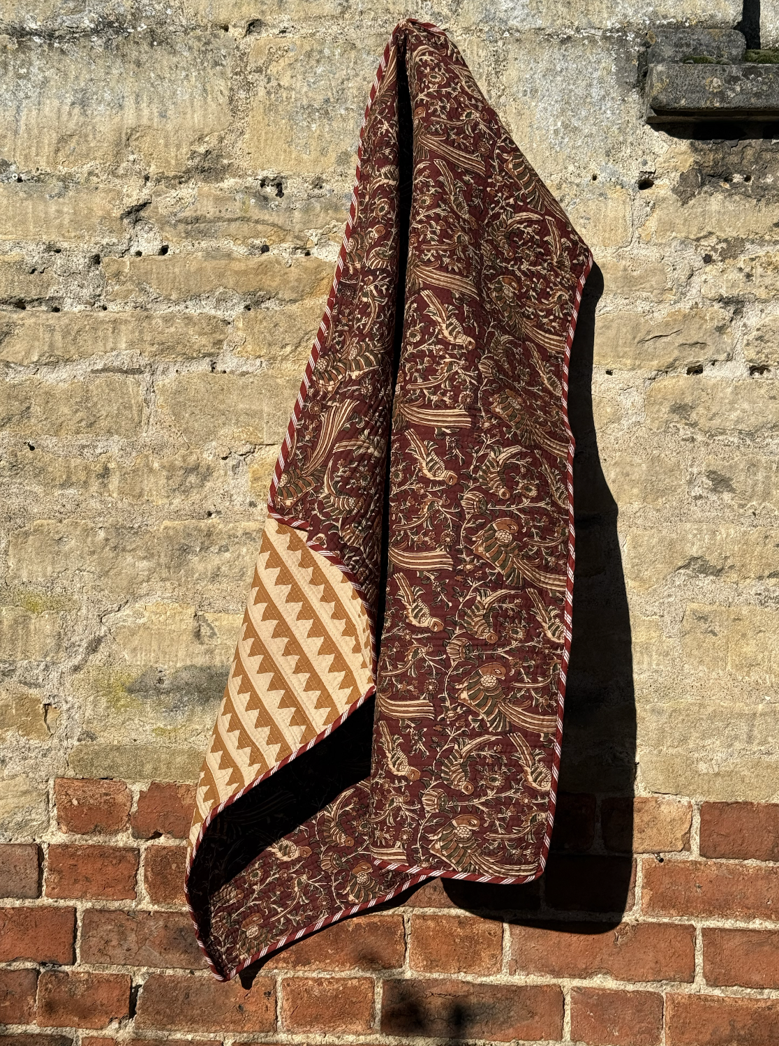 Ochre Block Printed Baby Quilt