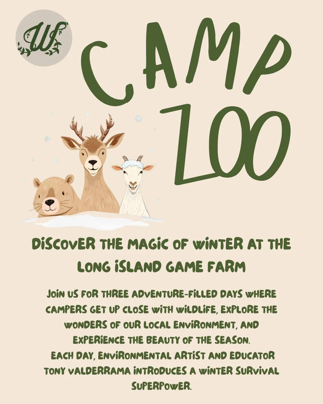 Camp Zoo Winter Edition is around the corner! Join us for a three day adventure, where campers get up close with wildlife, explore the wonders of our local environment, and experience the beauty of the season. 🦌

Register with the link in our bio! ❄