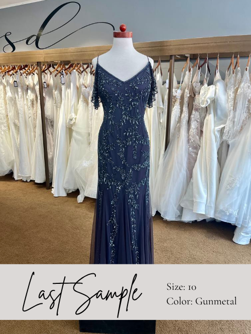 gunmetal beaded mother's dress