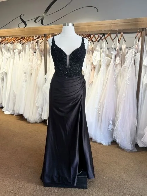 Glitter black prom dress