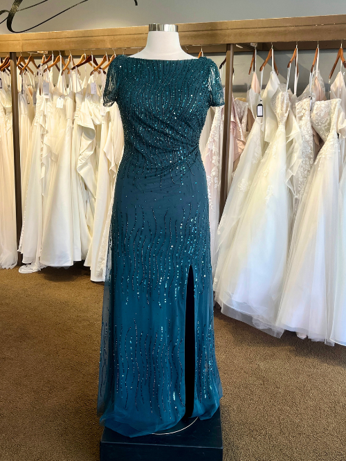 Dark Teal Beaded Mother's Dress
