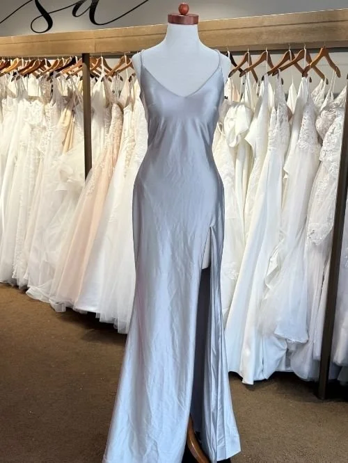 silver platinum prom dress