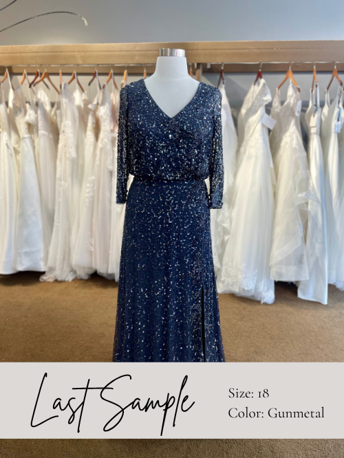 mother's dress with sleeves in dark grey