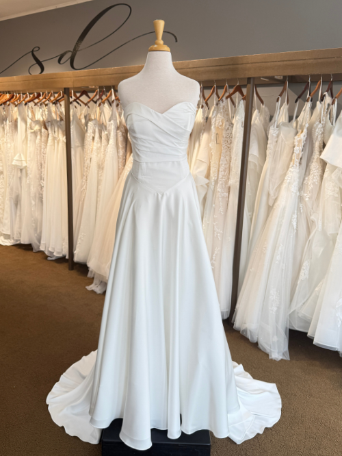 strapless satin aline wedding dress