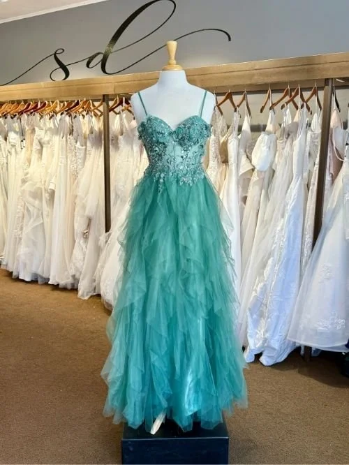 Green aline prom dress