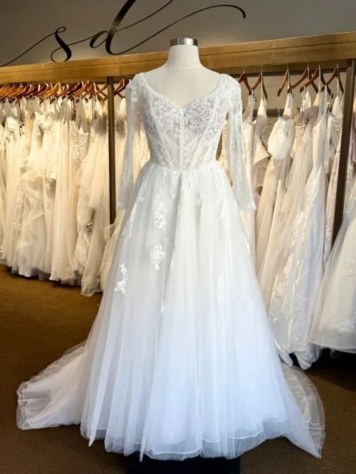 Plus size long sleeve wedding dress