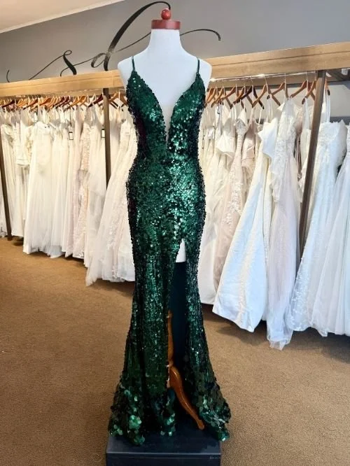 Alyce Paris dark green sequin prom dress