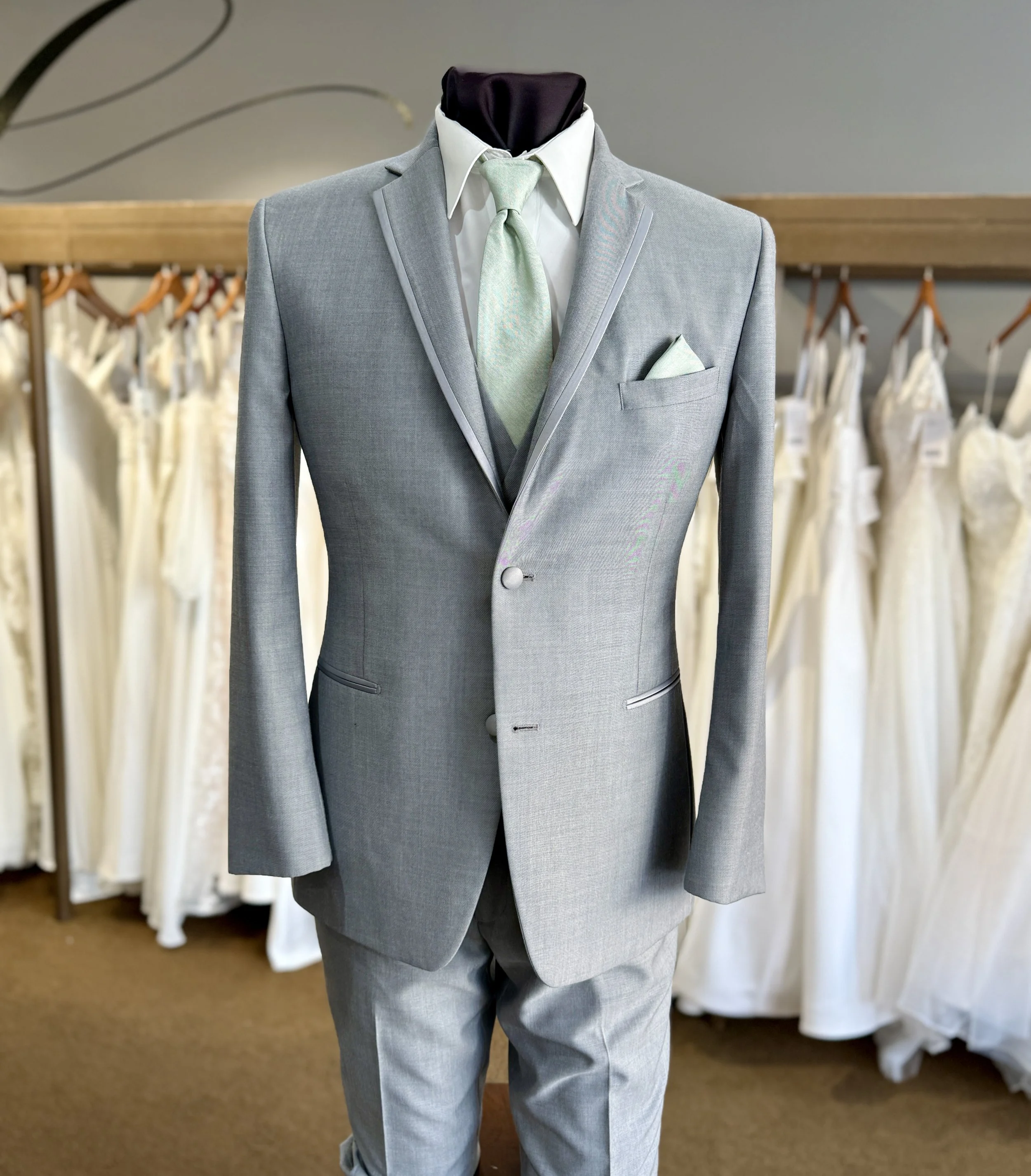 light grey tuxedo for a wedding