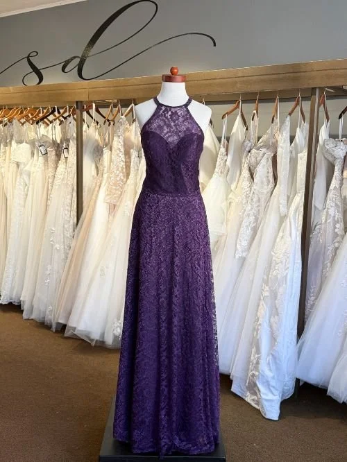 lace halter bridesmaid dress