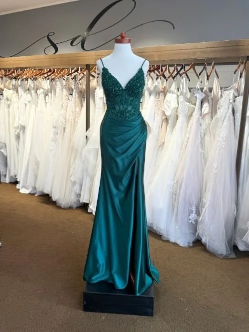 Pine green prom dress
