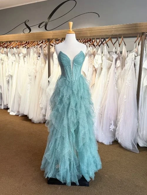 Sage blue prom dress