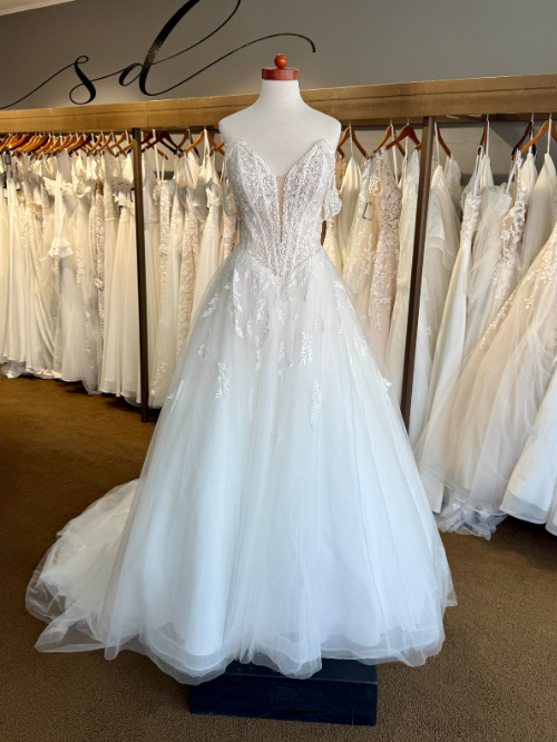 basque waist ballgown wedding dress
