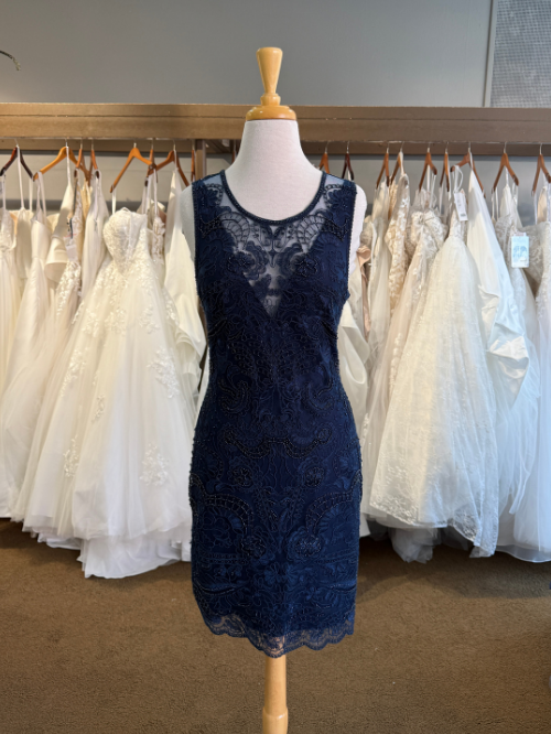 navy lace homecoming dress