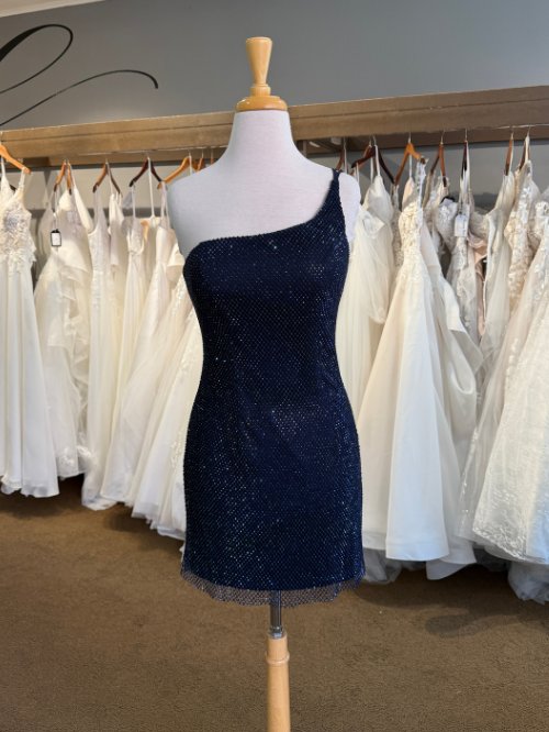 sparkly navy homecoming dress