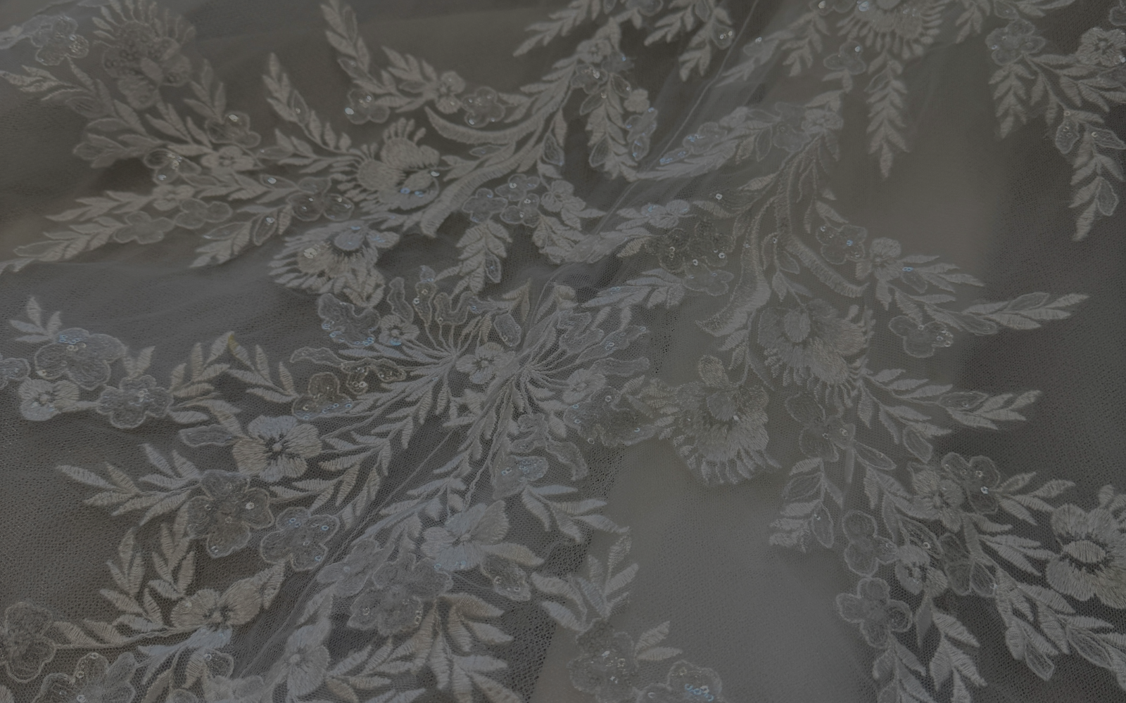 close up of lace on a wedding dress