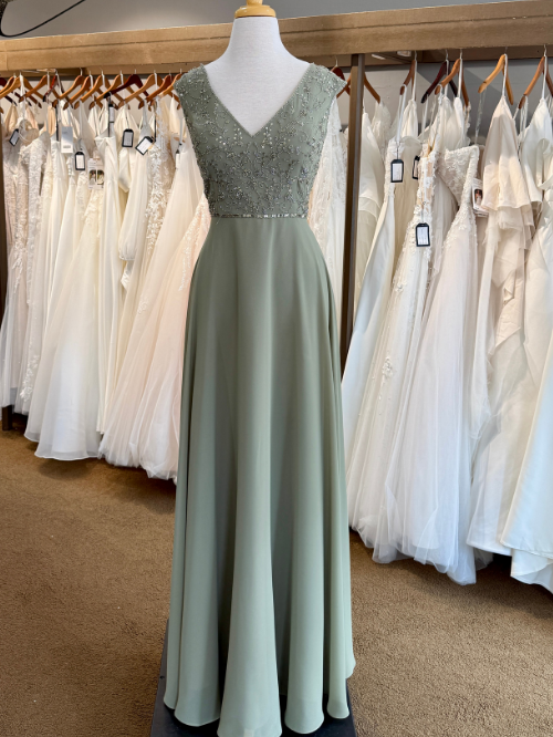Sage green chiffon mother's dress