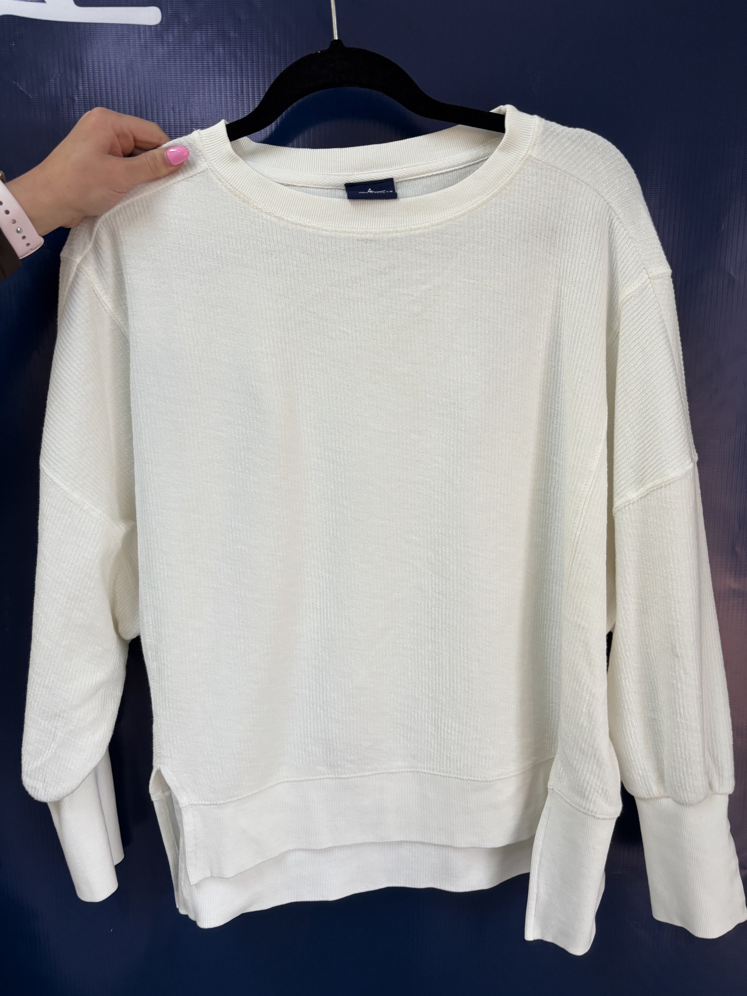 White Ribbed Crewneck