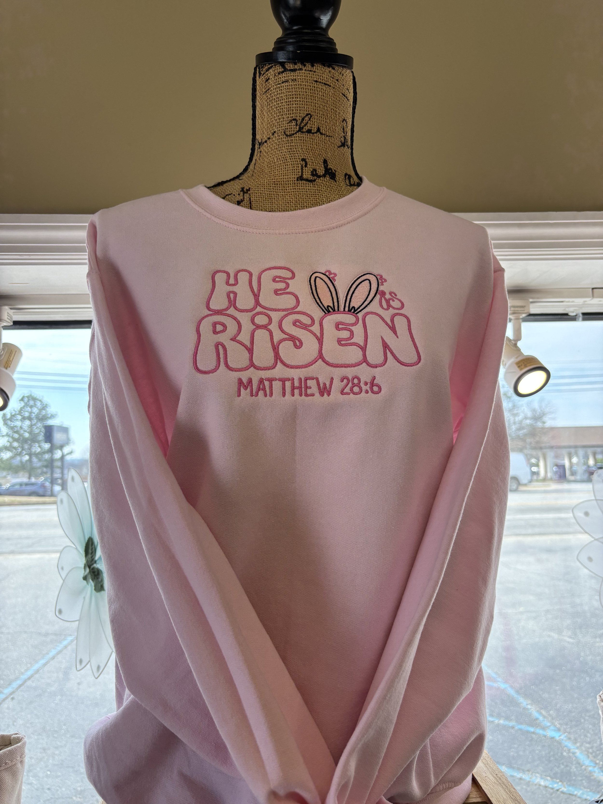 "He is Risen" Pink Sweatshirt