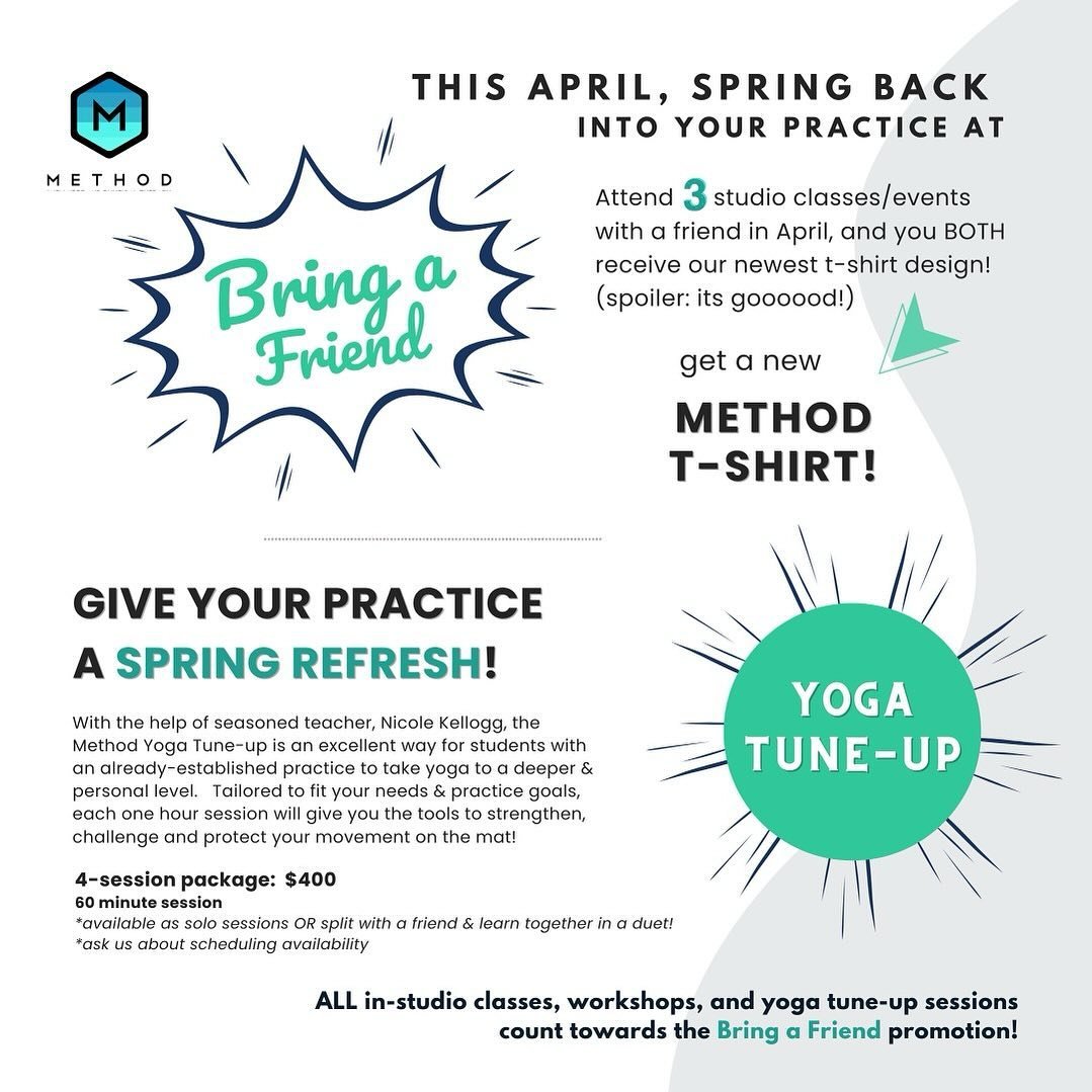 🎉 Hey there, Method fam! 🎉 It&rsquo;s Fri-YAY and you know what that means &ndash; time to crank up the fun!

Here&rsquo;s the scoop&hellip;

For the month of April, bring along a friend who&rsquo;s new to Method and join us for 3 or more in-studio