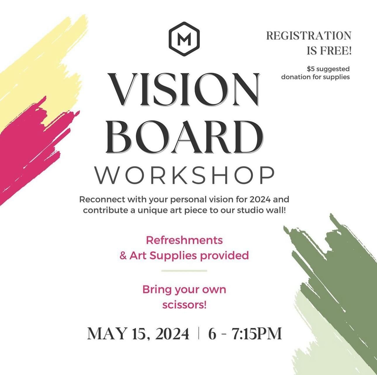 🎨 Share your creativity! 🖌️ Join us Wednesday, May 15 at 6 pm for an evening of art and inspiration. Bring your vision for 2024 to life with us, and contribute to our studio wall masterpiece&mdash; don&rsquo;t forget to bring a friend along for eve