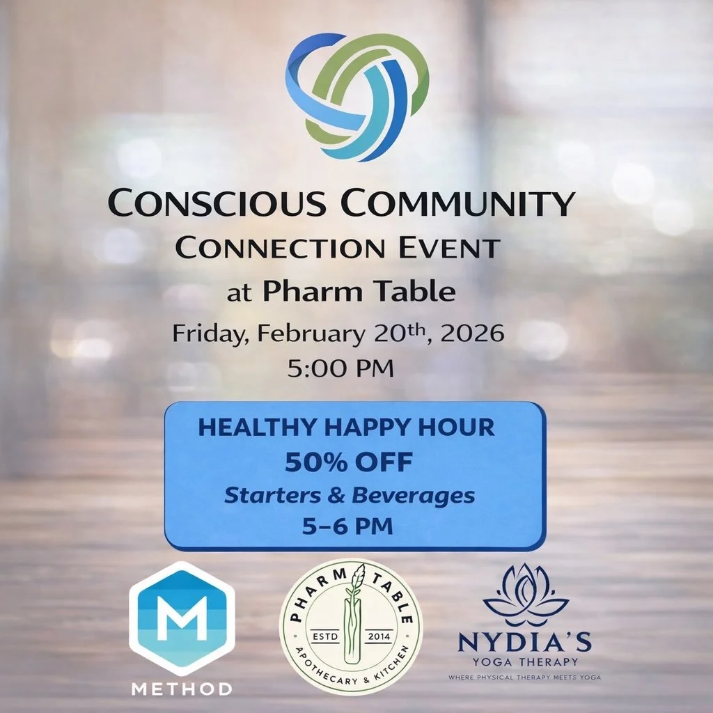 Join us for our Conscious Community Connection Event, featuring a Healthy Happy Hour with 50% off starters and beverages from 5&ndash;6 PM at Pharm Table.

Friday, Feb 20 | 5 PM
611 S Presa St, Suite 106

Hosted by Pharm Table, Nydia&rsquo;s Yoga The