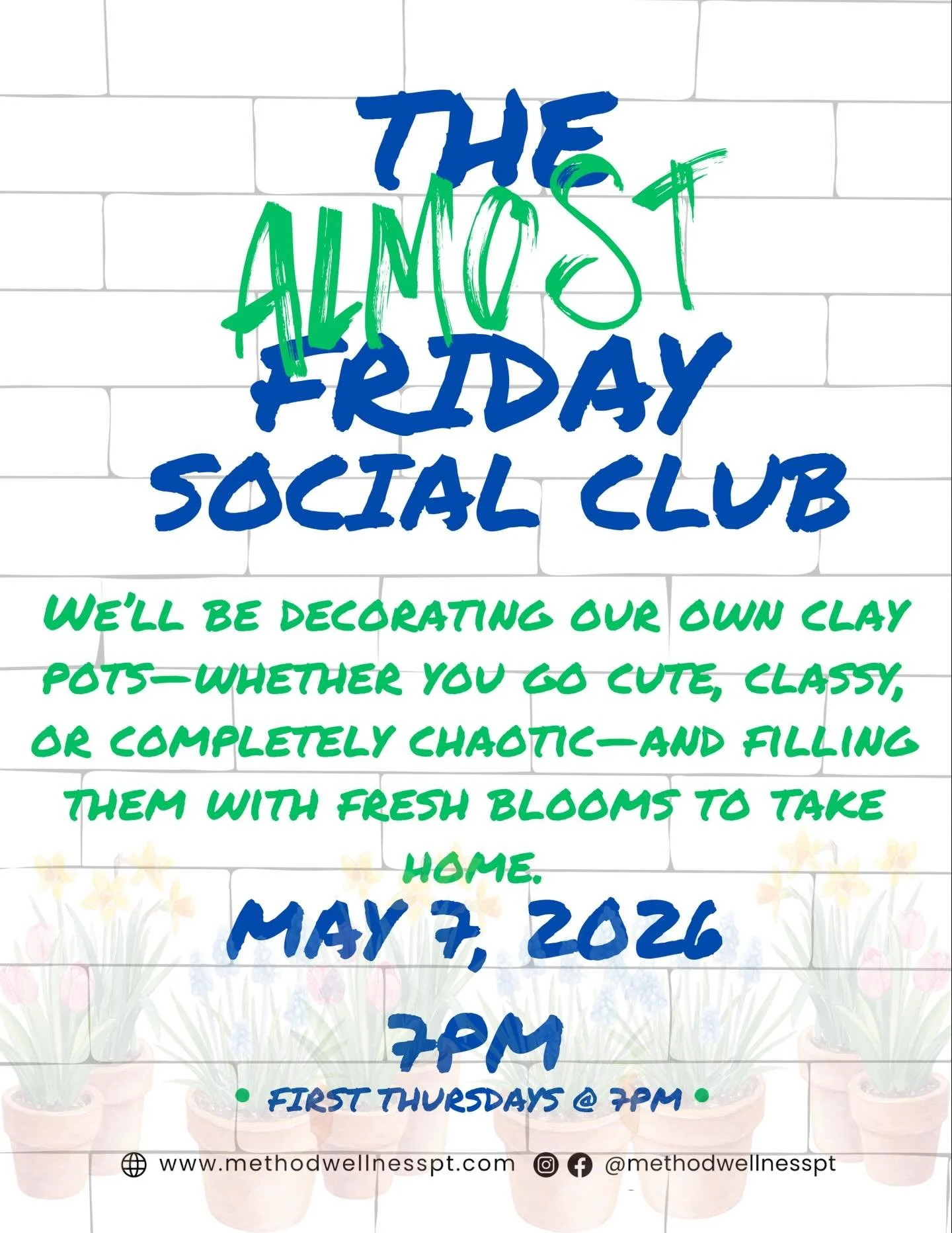 Spring is in full swing and we&rsquo;re getting our hands a little dirty (in the best way 🌼). 

Join us for May Almost Friday Club as we paint, plant, and sip our way into a colorful kickoff to the season. We&rsquo;ll be decorating our own clay pots
