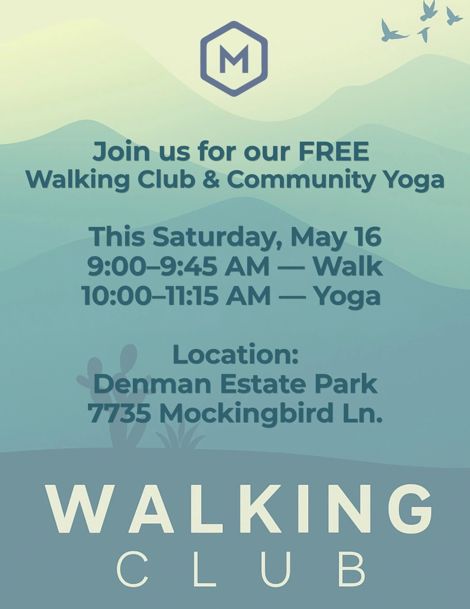 ☀️ Just a quick reminder to start your Saturday morning feeling energized, connected, and refreshed!

Join us for our FREE Walking Club and Community Yoga &mdash; perfect for all levels and a great way to enjoy the outdoors together.

This Saturday, 