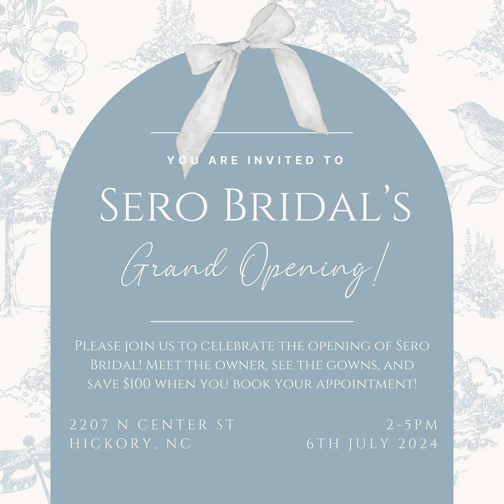 ✨ If you&rsquo;re reading this&hellip; You&rsquo;re invited!🍾

Calling all brides, wedding vendors, curious people, etc to come join us at the Sero Bridal grand opening party!

Mark your calendars for July 6th between 2 and 5 pm to come meet me, see