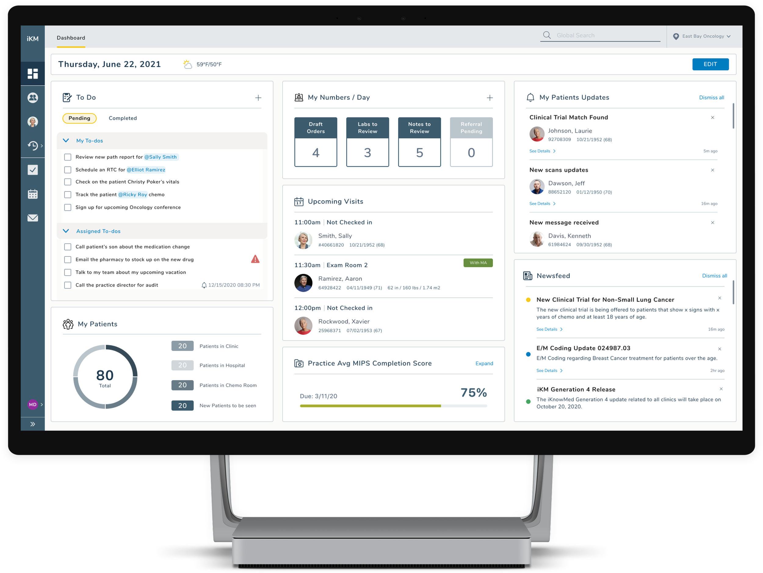 An organized view of all the key information needed at the start of the day - a completely new concept in Oncology.
Designed by the Ontada Design team under the direction of David Schultz