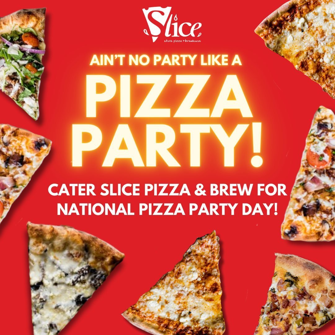 Ain&rsquo;t no party like a PIZZA PARTY! 🎉🍕⁠
⁠
Cater Slice Pizza &amp; Brew this #NationalPizzaPartyDay for YOUR pizza party‼️Visit slicebirmingham.com to place your order online or call the Slice location nearest you.