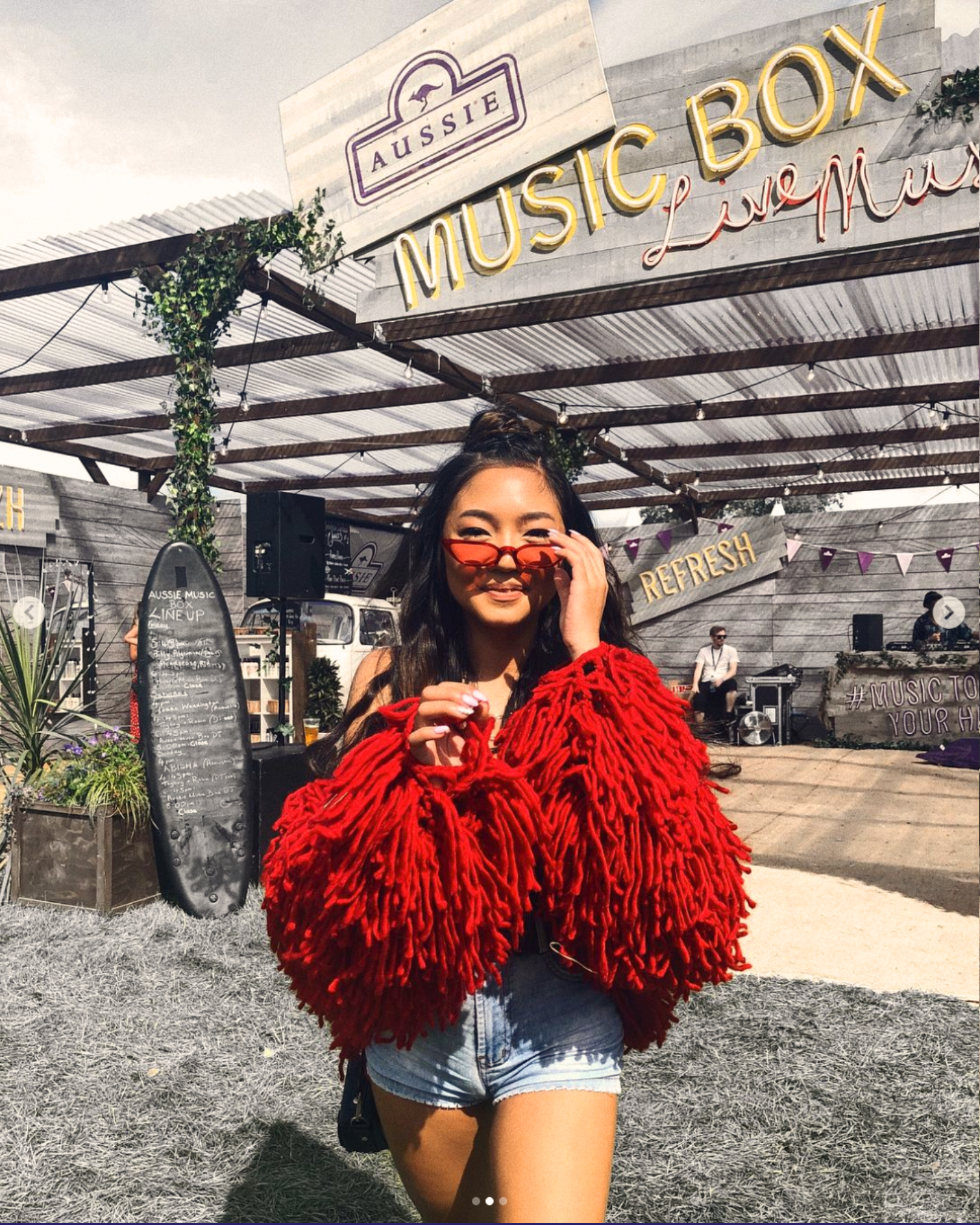 Dee Alfaro Irish content creator at Electric Picnic with Aussie hair care