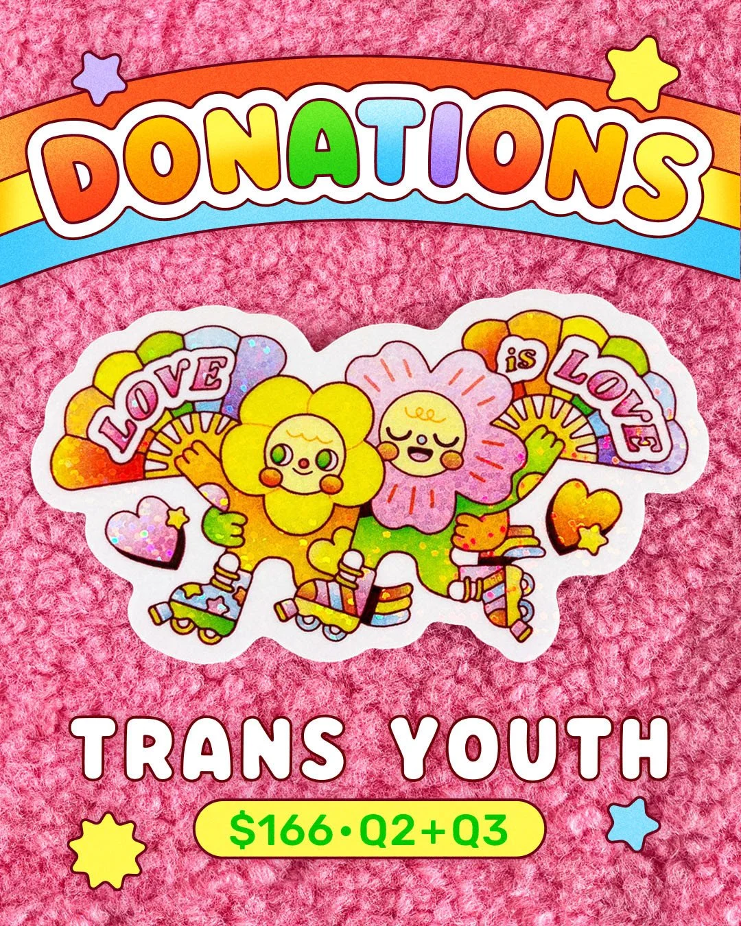 🌸 DONATIONS 🌸⁠
👯&zwj;♀️ @transyouthequality⁠
💸 $166⁠
⏰ Quarter 2 + 3⁠
⁠
Another donation is making its way in the world 💖 This round we&rsquo;re donating to the Trans Youth Equality Foundation 🏳️&zwj;⚧️ ⁠
⁠
The TYEF has been providing education