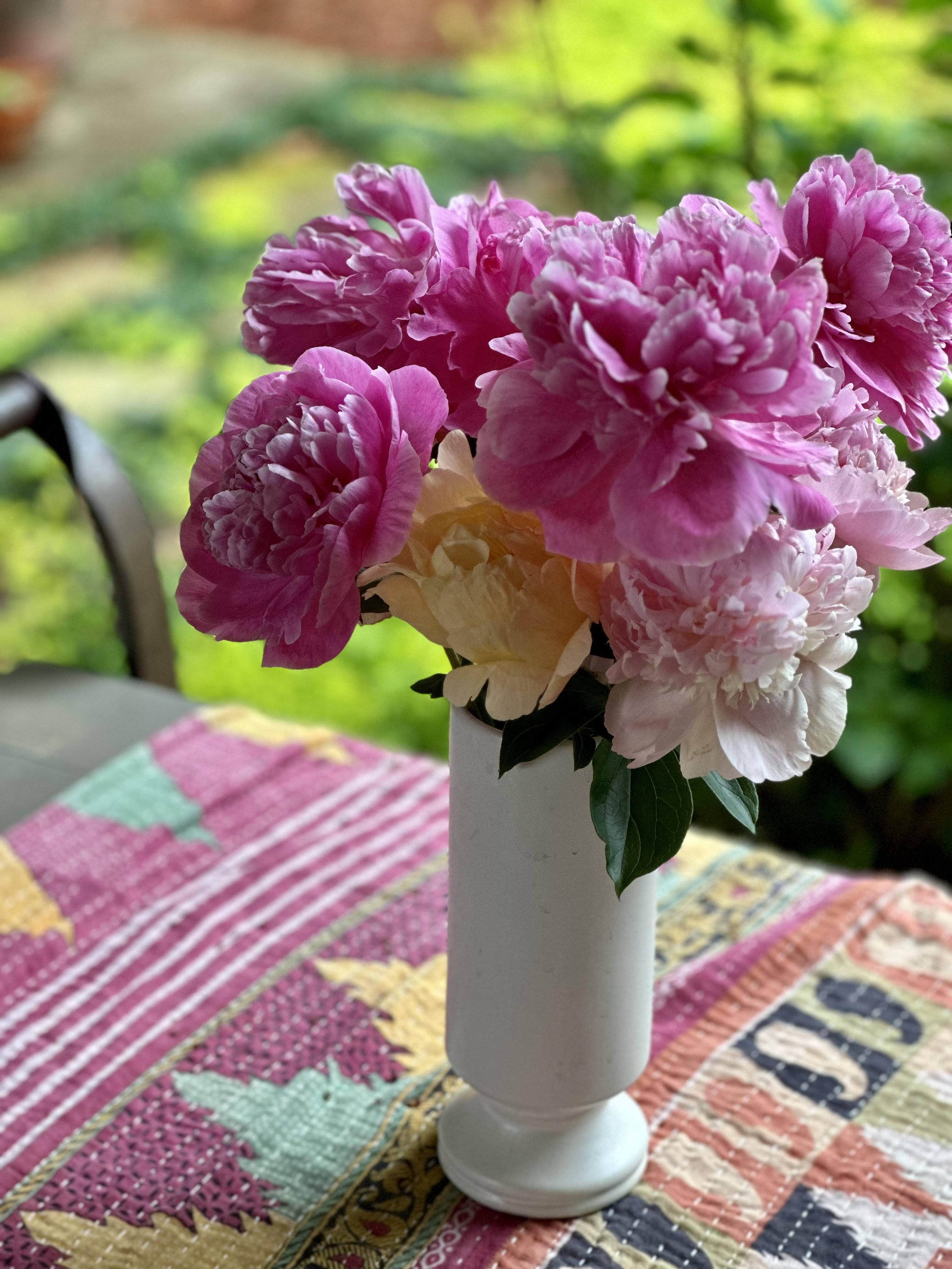 Peonies, Silk Scarves and Tea
