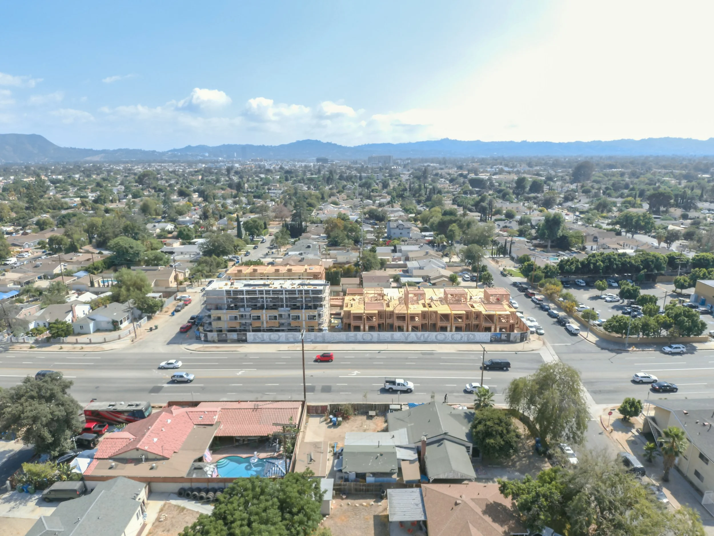 real estate drone photography of development site in Los Angeles