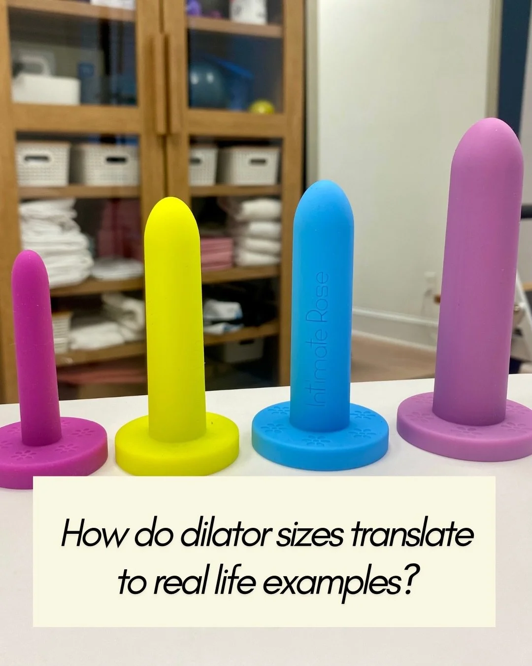 Knowing what your end goal is can help shape the way we use dilators in pelvic floor PT.

For some, they want to be able to tolerate a speculum exam at the gynecologist office. Knowing that the 3rd dilator in the @intimaterose set is the size of a sm