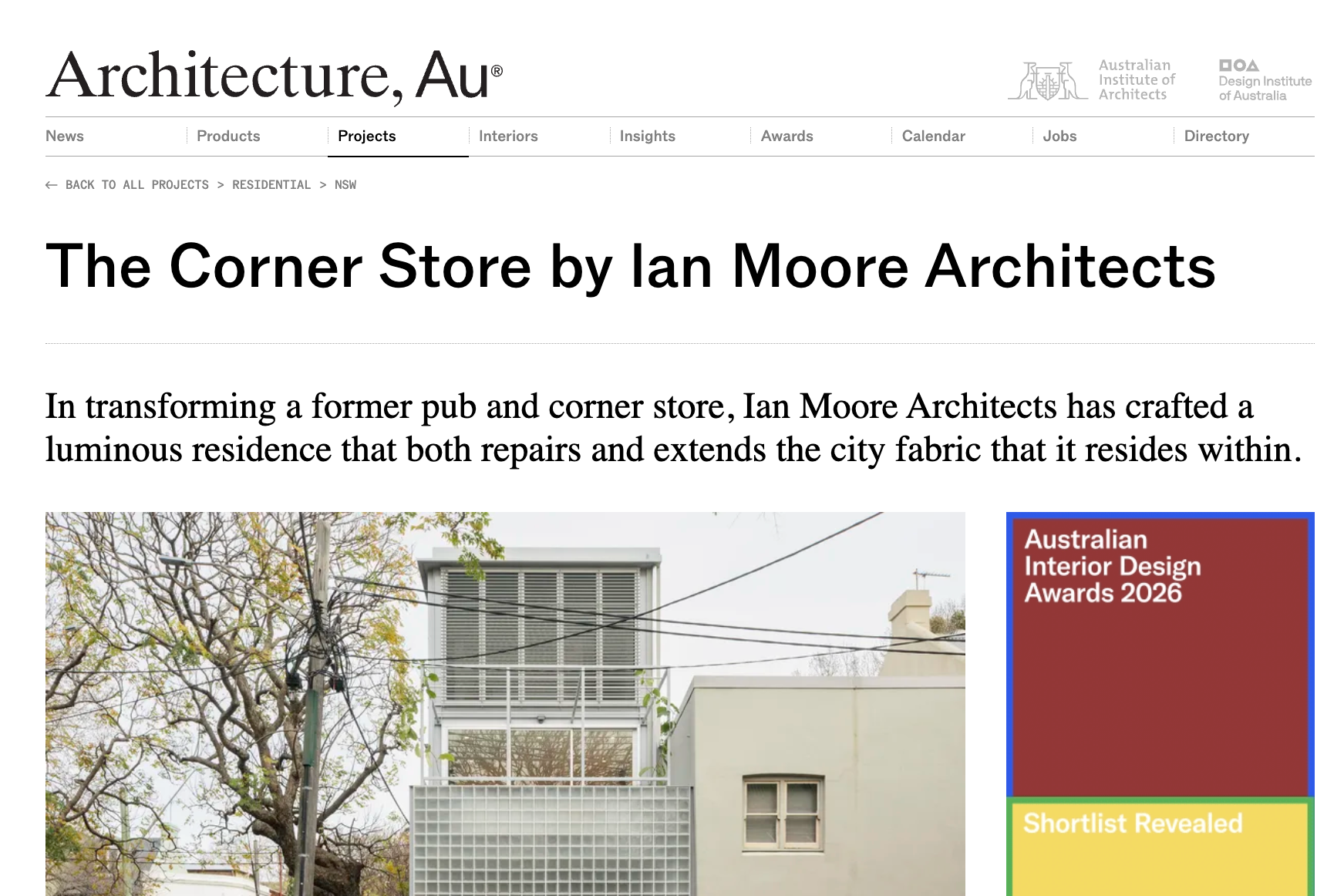 19.02.26 The Corner Store features in Architecture Australia
