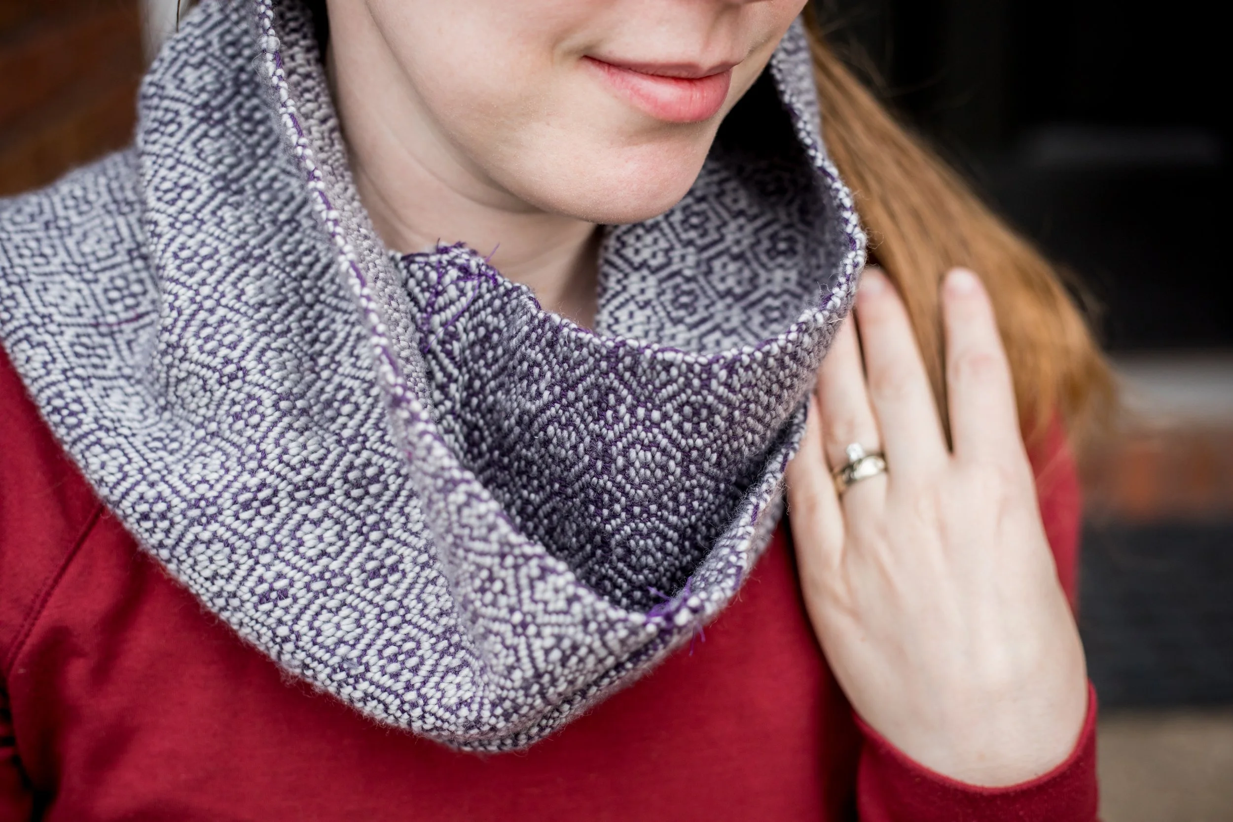 Grey and Purple Woven Cowl