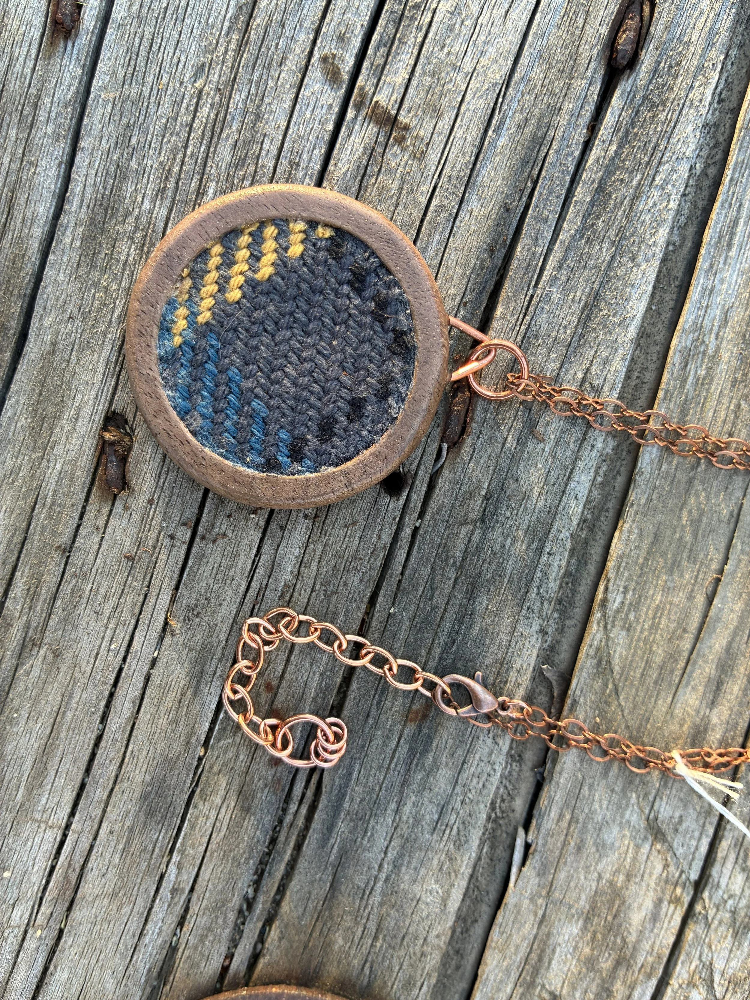 Grey Cotton and Walnut Necklace