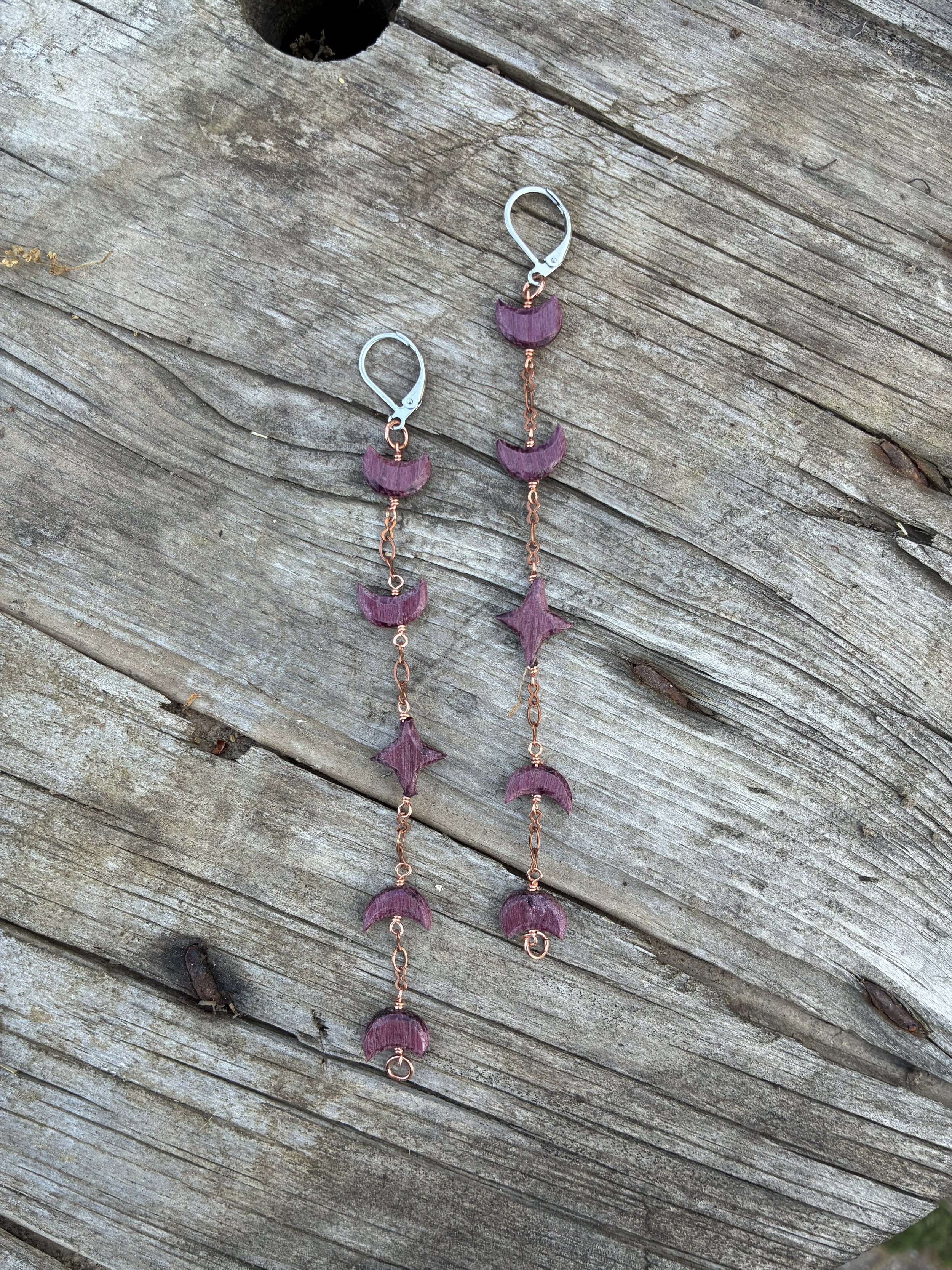 Purpleheart Moon Phase Earrings
