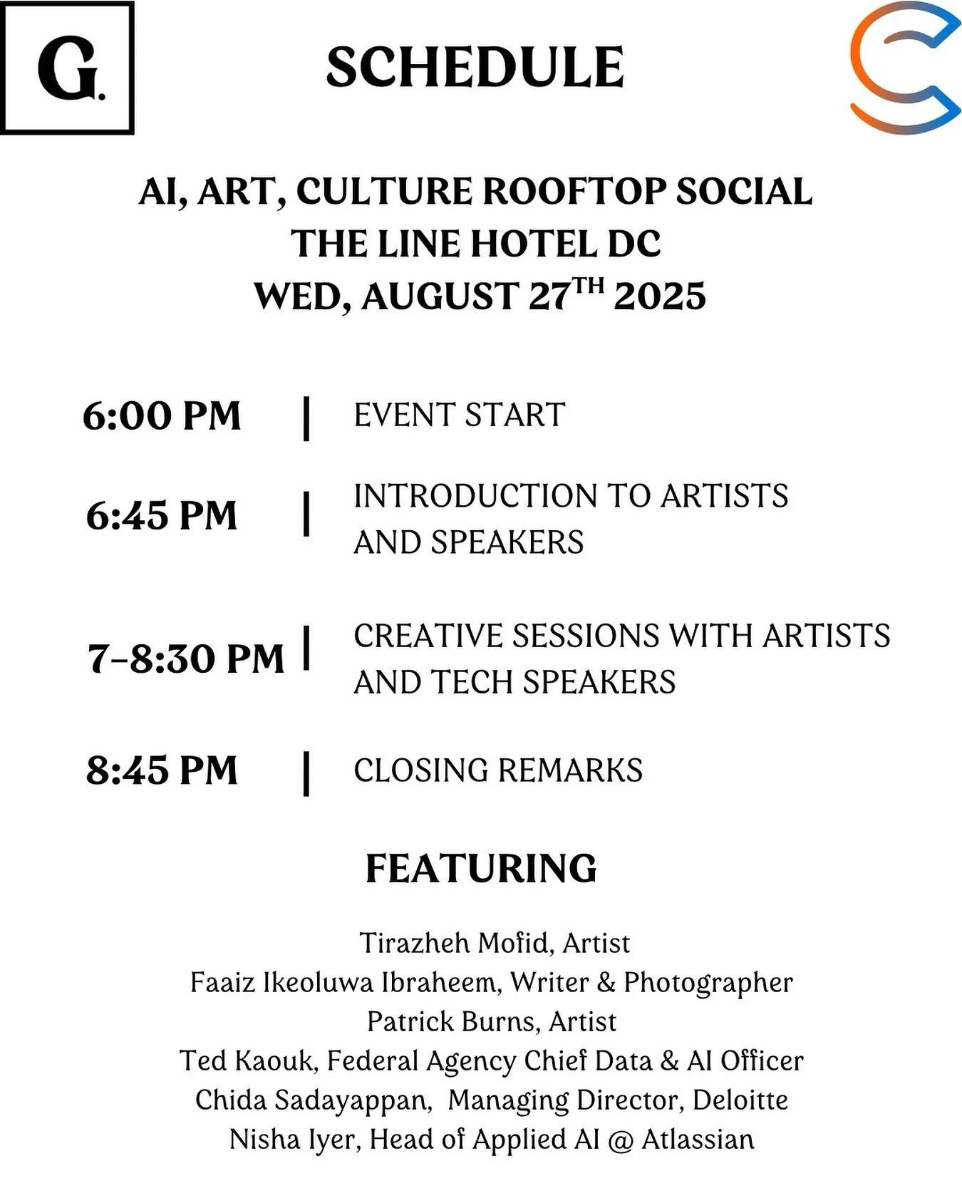 We&rsquo;re excited to host you&nbsp;tomorrow evening&nbsp;for our rooftop gathering at The LINE Hotel in partnership with @_ai_collective!

📅 Wednesday, August 27th, 2025
📍 The LINE Hotel Rooftop &mdash; 1770 Euclid St. NW, Washington, D.C. 20009
