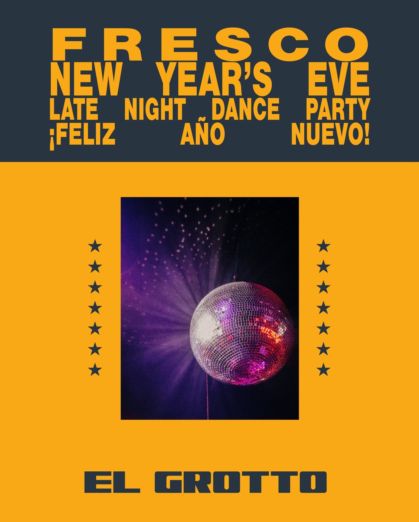 NEW YEARS EVE AT THE GROTT PRES. BY FRESCO!⁠
Latin heat, Grotto beat.⁠ We&rsquo;re going loud, late, and full-send into the future! Come get loose with the crew!⁠
⁠
Kick off your night with 2.5 hours of free-flowing food and drinks from 7&ndash;9:30p