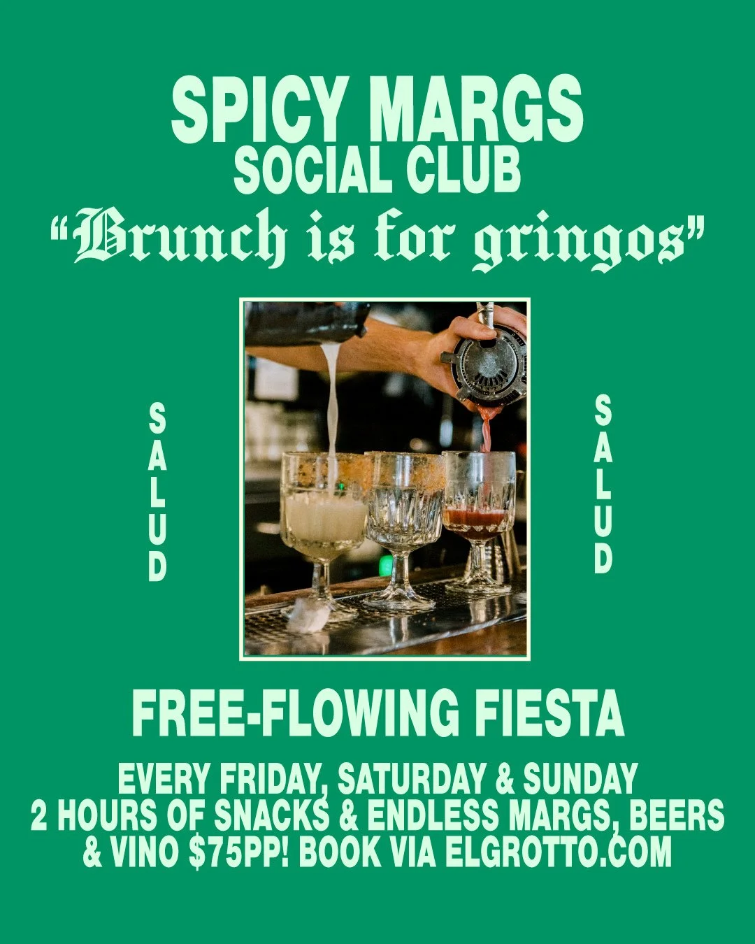&iexcl;SPICY MARGS SOCIAL CLUB!⁠
2 hours of free-flowing c&oacute;cteles, Mexi snacks, and pure costal summer chaos.⁠
⁠
Fridays, Saturdays and Sundays on the Nard'⁠
⁠
Book via link in bio!⁠