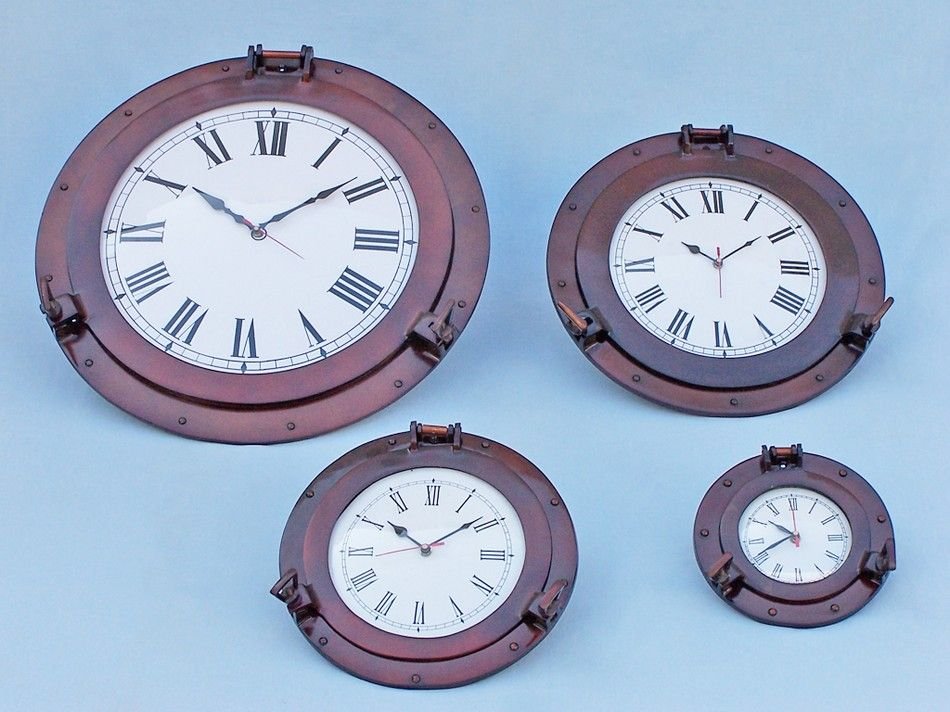 Antique Copper Deluxe Class Porthole Clock 8in 5.jpg