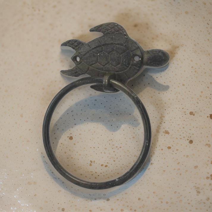 Cast Iron Sea Turtle Towel Holder 7"