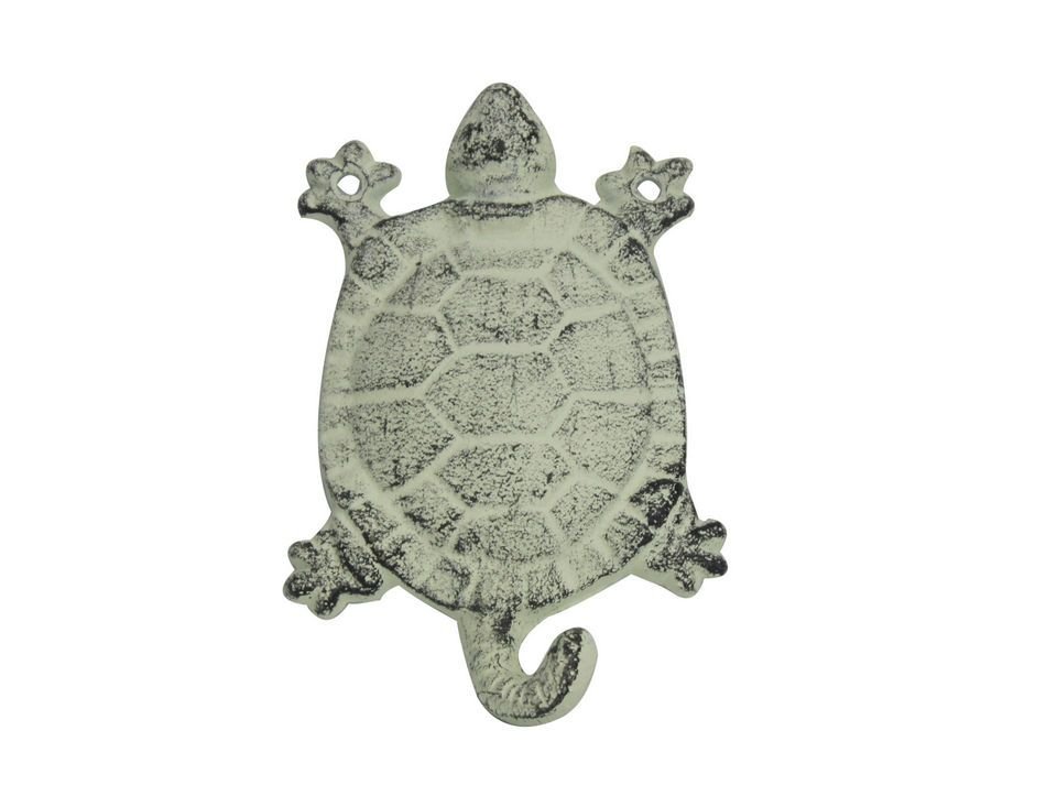 Whitewashed Cast Iron Turtle Key Hook 6in 1.jpg