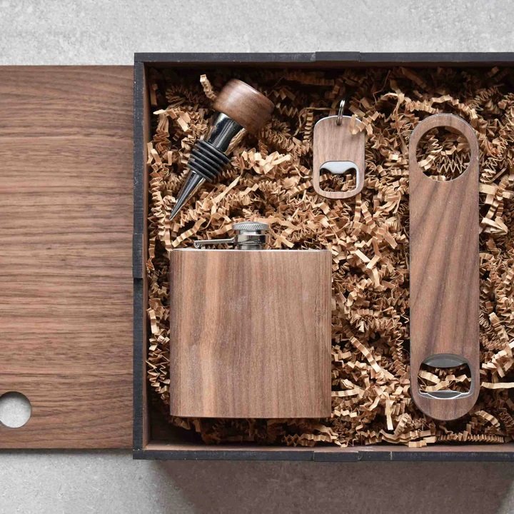 Walnut Wooden Barware Set