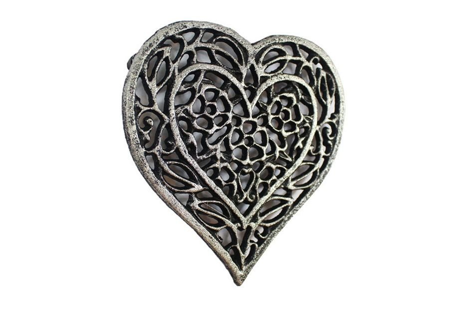 Rustic Silver Cast Iron Heart Shaped Trivet 7in 2.jpg
