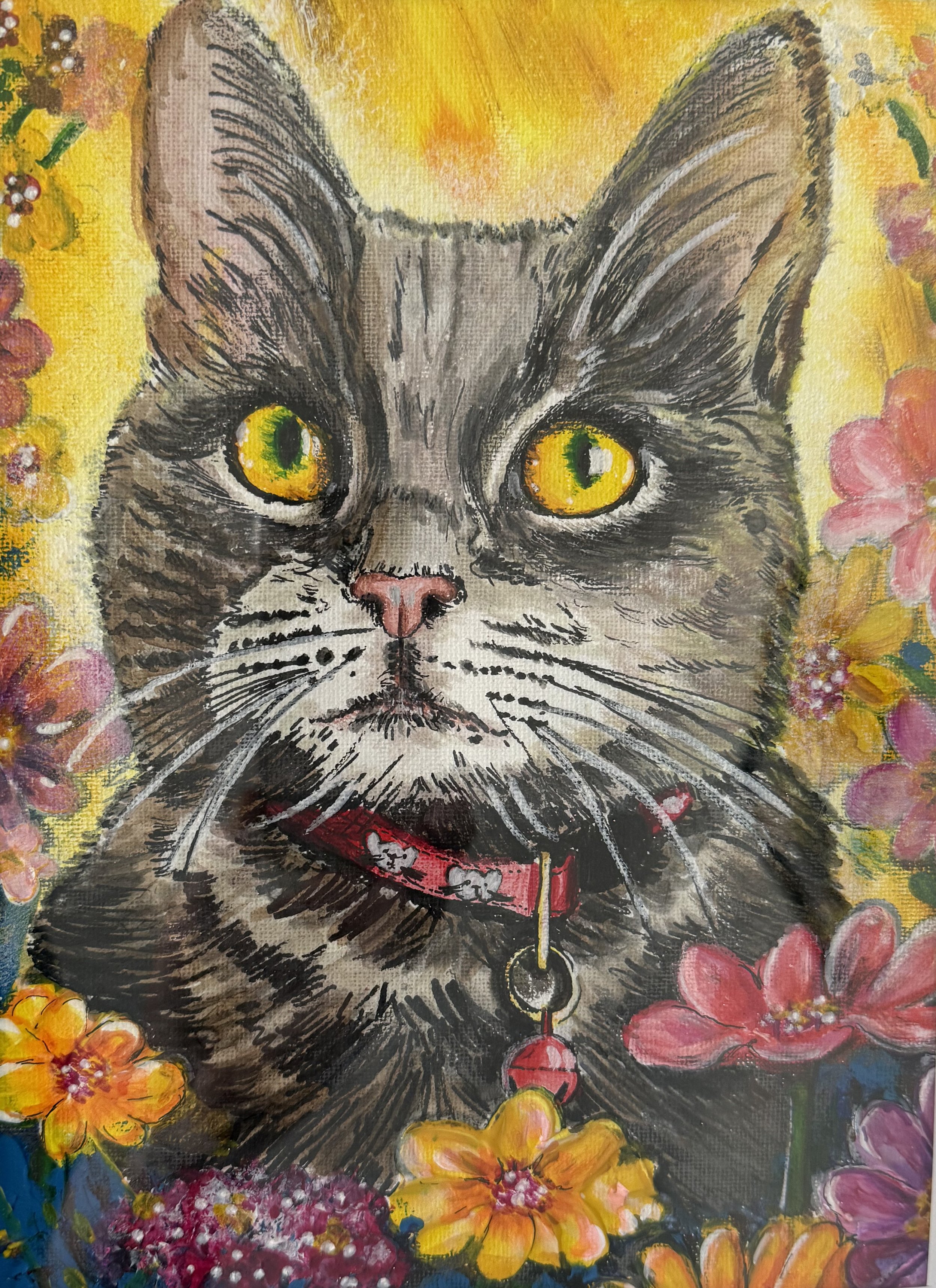 Tap account pepper playing in the flowerbeds.