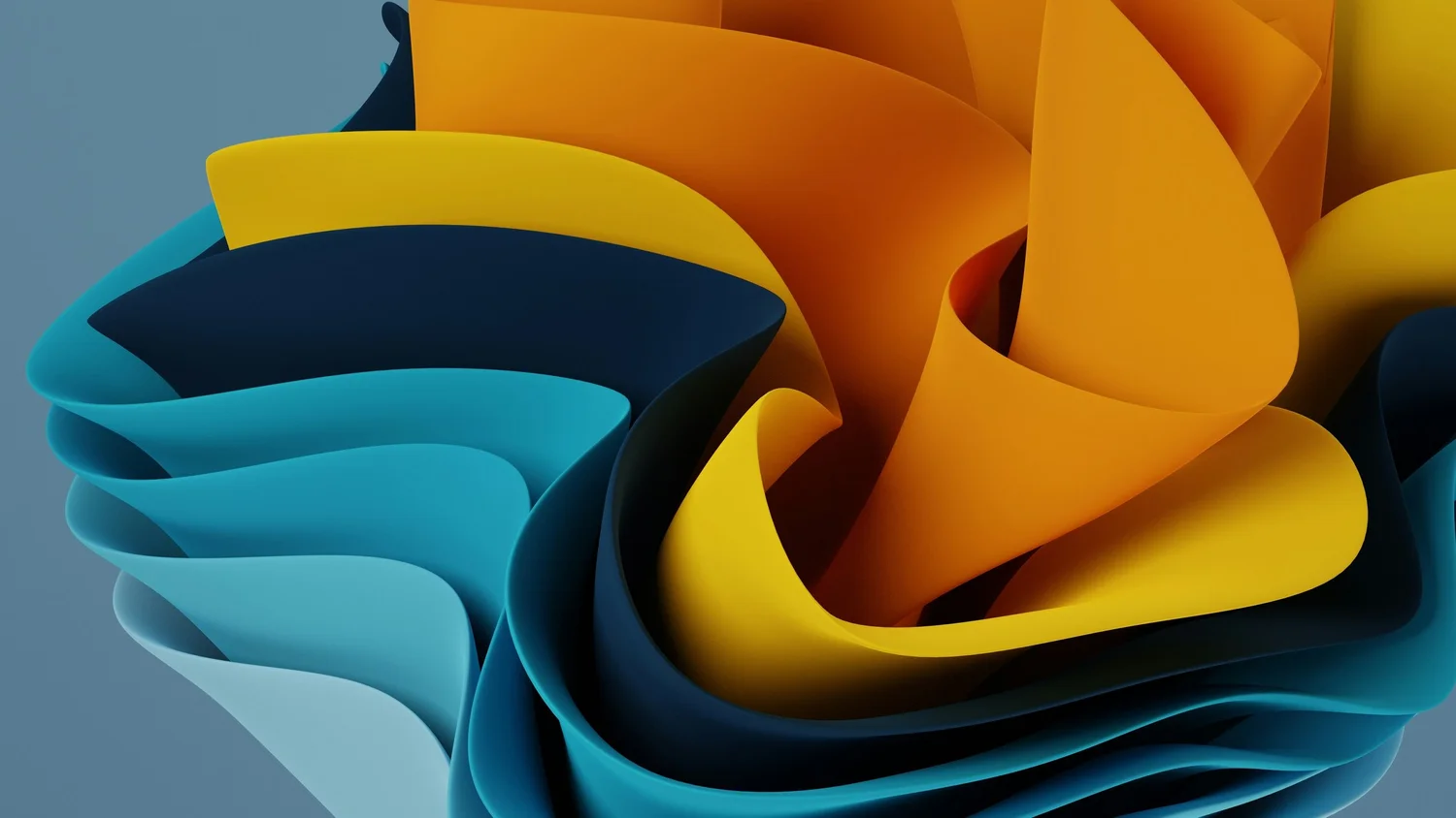 Abstract dimensional paper-fold render in warm amber, gold, and teal tones